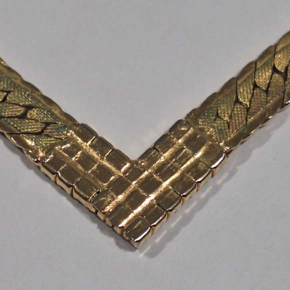 Vtg Gold Tone Clear Rhinestones Cocktail Collar Necklace 16.5" Foldover Clasp - Picture 14 of 14